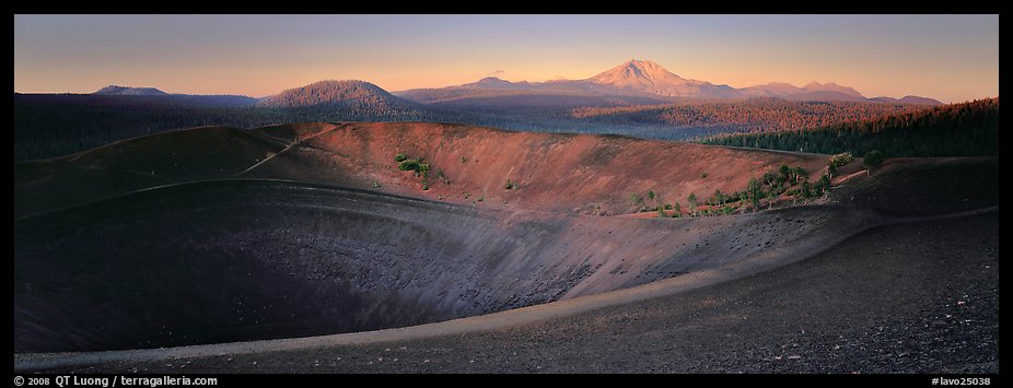 Cinder cone and Lassen Peak at dawn. Lassen Volcanic National Park, California, USA.