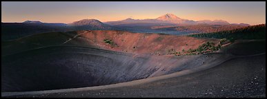 Cinder cone and Lassen Peak at dawn. Lassen Volcanic National Park, California, USA.