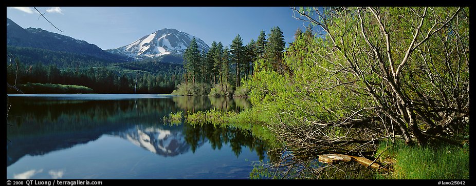 Lassen Peak reflections in the spring. Lassen Volcanic National Park (color)