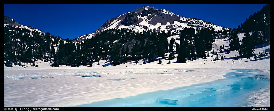 Turquoise color in ice melt below Lassen Peak. Lassen Volcanic National Park (color)