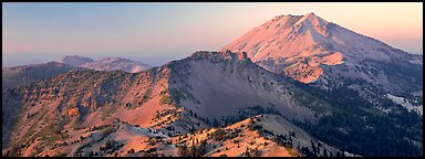 Lassen Peak at sunset. Lassen Volcanic National Park (Panoramic color)