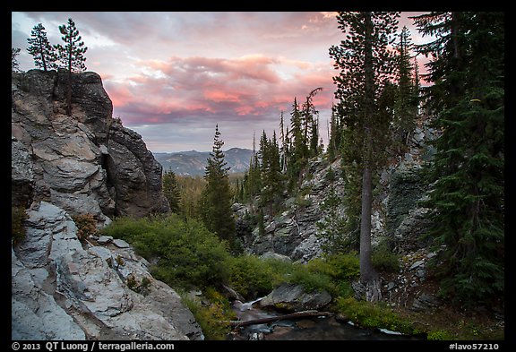 Kings Creek before drop off at sunset. Lassen Volcanic National Park (color)