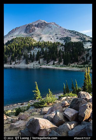 Lake Helen and Lassen Peak, late summer. Lassen Volcanic National Park (color)