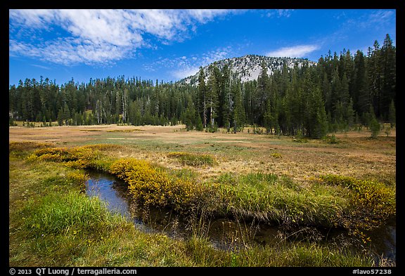 Upper Meadow with stream in late summer. Lassen Volcanic National Park (color)