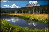 Lassen Peak above Hat Lake, late summer. Lassen Volcanic National Park, California, USA.