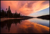 Colorful sunset, Juniper Lake. Lassen Volcanic National Park, California, USA.