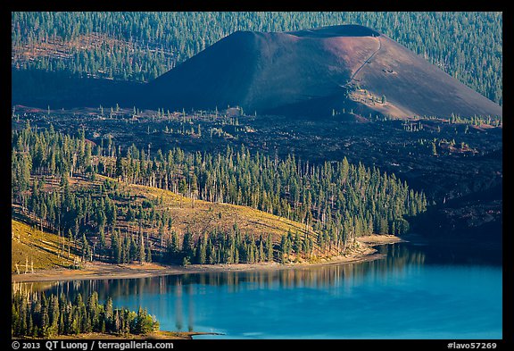 Cinder Cone, Fantastic Lava Beds, and Snag Lake. Lassen Volcanic National Park, California, USA.