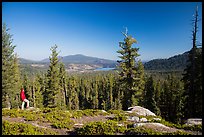 Visitor Looking, Inspiration Point. Lassen Volcanic National Park ( color)