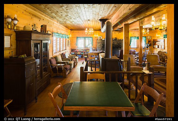 Lobby room, Drakesbad. Lassen Volcanic National Park, California, USA.