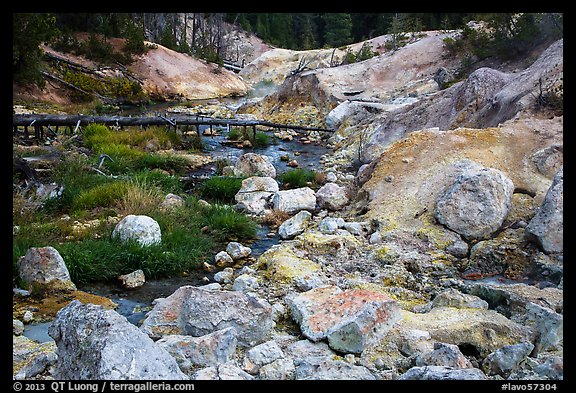 Sulfur deposits next to Hot Springs Creek. Lassen Volcanic National Park (color)