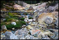 Sulfur deposits next to Hot Springs Creek. Lassen Volcanic National Park, California, USA.