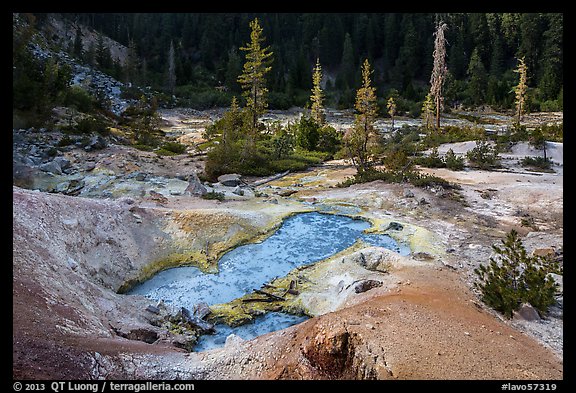 Devils Kitchen geothermal area. Lassen Volcanic National Park, California, USA.