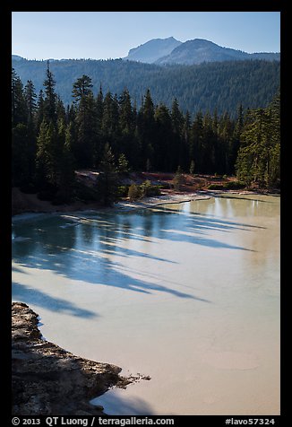 Shadows in Boiling Springs Lake and Lassen Peak. Lassen Volcanic National Park (color)