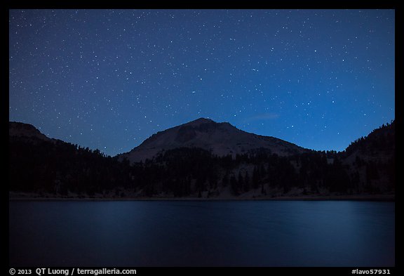 Lake Helen and Lassen Peak at night. Lassen Volcanic National Park (color)