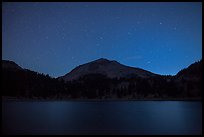 Lake Helen and Lassen Peak at night. Lassen Volcanic National Park, California, USA.