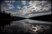 Moonlit clouds over Juniper Lake at night. Lassen Volcanic National Park ( color)