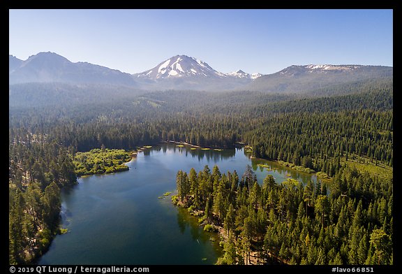 Aerial view of Manzanita Lake, Chaos Crags, and Lassen Peak. Lassen Volcanic National Park (color)