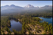 Aerial view of Reflection Lake, Manzanita Lake, and Lassen Peak. Lassen Volcanic National Park ( color)