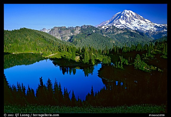 Eunice Lake and Mt Rainier, afternoon. Mount Rainier National Park, Washington, USA.