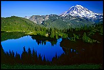 Eunice Lake and Mt Rainier, afternoon. Mount Rainier National Park, Washington, USA.