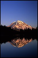 Mt Rainier reflected in Eunice Lake, afternoon. Mount Rainier National Park, Washington, USA.