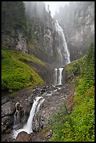 Comet Falls in the fog. Mount Rainier National Park ( color)