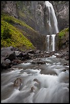 Flowing creek and Comet Falls. Mount Rainier National Park ( color)