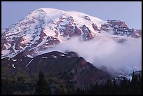 Mount Rainier and fog at dawn. Mount Rainier National Park, Washington, USA. (color)