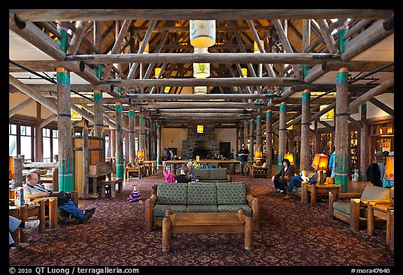 Interior of Paradise Inn. Mount Rainier National Park, Washington, USA.