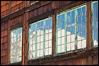 Mt Rainier, Sunrise Day Lodge window reflexion. Mount Rainier National Park, Washington, USA. (color)