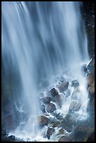 Water flowing at the base of Narada Falls. Mount Rainier National Park, Washington, USA.