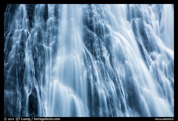 Section of Narada Falls with multiple water channels. Mount Rainier National Park, Washington, USA.