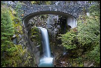 Stone Bridge and Christine Falls. Mount Rainier National Park, Washington, USA.