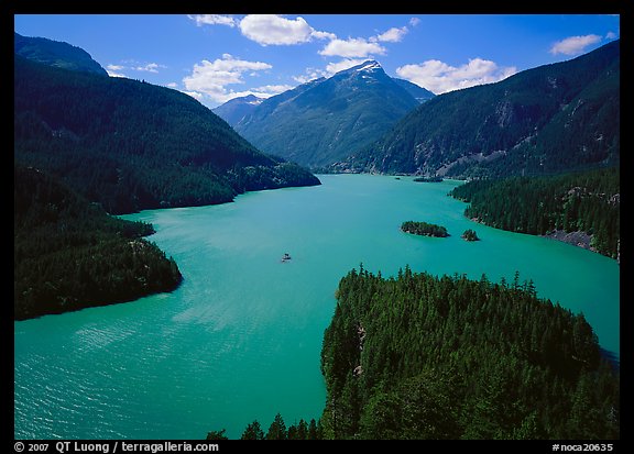 Turquoise waters in Diablo lake, North Cascades National Park Service Complex.  (color)