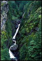 Waterfall in narrow gorge,  North Cascades National Park Service Complex. Washington, USA. (color)