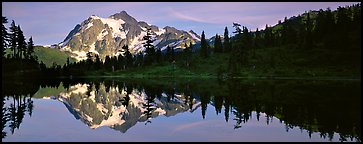 Lake with mountain reflection, North Cascades National Park. Washington, USA.