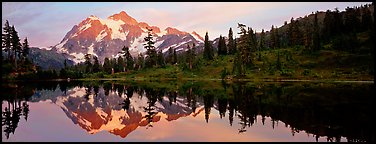Miror reflection of Mount Shuksan. North Cascades National Park (Panoramic color)
