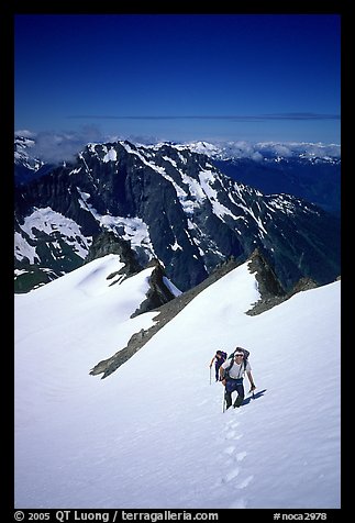 Ascending Sahale Peak,  North Cascades National Park.  (color)