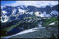 Hiking down from Sahale Peak to Cascade Pass,  North Cascades National Park.  ( color)