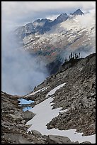 Alpine scenery in unsettled weather, North Cascades National Park. Washington, USA. (color)