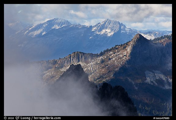 Mountain ridges and clouds, North Cascades National Park. Washington, USA.