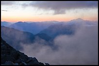 Clouds and ridges at sunset, North Cascades National Park.  ( color)