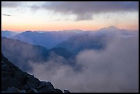 Clouds and ridges at sunset, North Cascades National Park. Washington, USA.