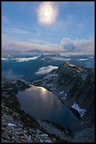 Moon above Hidden Lake, North Cascades National Park. Washington, USA.