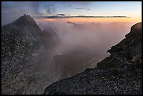 Hidden Lake Peaks and fog at sunset, North Cascades National Park. Washington, USA.