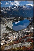 Forbidden, Boston, and Sahale Peak above Hidden Lake, North Cascades National Park. Washington, USA.