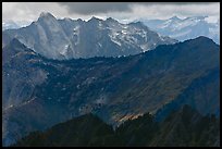 Distant ridges in storm light, North Cascades National Park. Washington, USA.