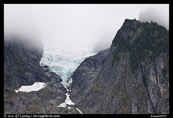 Hanging glacier seen from below, North Cascades National Park. Washington, USA.