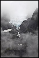 Hanging glacier in fog, North Cascades National Park. Washington, USA. (color)