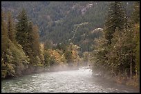 Fog rising from the Skagit River, North Cascades National Park Service Complex. Washington, USA.